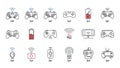 Gaming Controller and Technology Icons Set Royalty Free Stock Photo