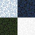 Gaming Controllers seamless pattern. 4 variations.