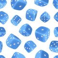 Gaming dice pattern. Casino design geometrical pattern with pictures of 3d cubes symbols of lucky players for gambling