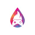 Gaming fire drop shape concept logo icon