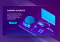 Gaming gadgets vector isometric concept background