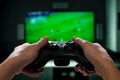 Gaming game play video on tv or monitor. Gamer concept. Royalty Free Stock Photo