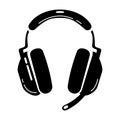 Gaming headset glyph icon. Esports equipment. Computer headphones with microphone. Game device. Silhouette symbol Royalty Free Stock Photo