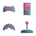 Gaming icons set cartoon vector. Game console and accessory