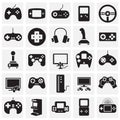 Gaming icons set on sqaures background for graphic and web design. Simple vector sign. Internet concept symbol for