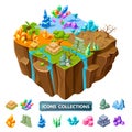 Gaming Island And Stones Isometric Icons