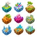 Gaming Islands With Stones Isometric Set