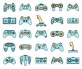 Gaming joystick icons set vector color