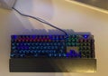 The gaming keyboard shines with multi-colored keys