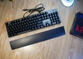 The gaming keyboard shines with multi-colored keys