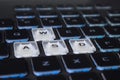 Gaming keys, notebook keyboard close-up Royalty Free Stock Photo