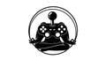 Gaming Meditation Game Controller in Lotus Pose, Black and White Royalty Free Stock Photo