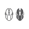 Gaming mouse line and glyph icon, game and device, computer mouse sign, vector graphics, a linear pattern on a white Royalty Free Stock Photo