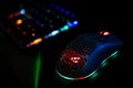 Gaming Mouse and RGB Led Lights Royalty Free Stock Photo