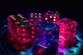 Gaming neon dice. Casino games.