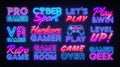 Gaming neon signs set design template. Big Collection Game Signs neon, light banner design element colorful modern