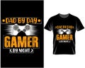 Dad by day gamer by night, gaming quote typography t shirt and mug design vector illustration