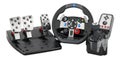 Gaming racing steering wheel with foot pedal and vibration feedback, 3D rendering Royalty Free Stock Photo