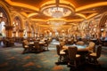 Gaming tables in luxury casino. Generative AI