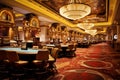 Gaming tables in luxury casino. Generative AI