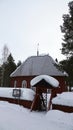 Gamla kyrka church in Jokkmokk in winter in Swedish Lapland Royalty Free Stock Photo