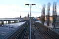 Gamla Stan and City Hall in Stockholm through railways