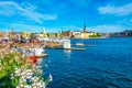 Gamla Stan old town dominated by Riddarholmskyrkan church in Sto