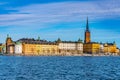 Gamla Stan old town dominated by Riddarholmskyrkan church in Stockholm, Sweden Royalty Free Stock Photo