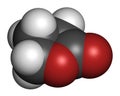 Gamma-butyrolactone GBL solvent molecule. Used as prodrug form of GHB gamma-hydroxybutyric acid. 3D rendering. Atoms are.