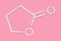 Gamma-butyrolactone GBL solvent molecule. Used as prodrug form of GHB gamma-hydroxybutyric acid. Skeletal formula.