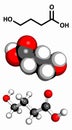 gamma-hydroxybutyric acid (GHB, liquid XTC) drug, molecular model