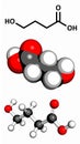 gamma-hydroxybutyric acid (GHB, liquid XTC) drug molecule