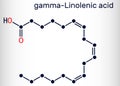 Gamma-Linolenic acid, GLA, gamolenic acid molecule. It is Omega 6, polyunsaturated long-chain fatty acid found in seed oils.
