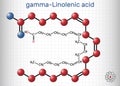 Gamma-Linolenic acid, GLA, gamolenic acid molecule. It is Omega 6, polyunsaturated long-chain fatty acid found in seed oils.