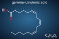 Gamma-Linolenic acid, GLA, gamolenic acid molecule. It is Omega 6, polyunsaturated long-chain fatty acid found in seed oils.