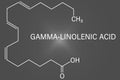 Gamma-linolenic acid molecule. Skeletal formula.