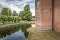 Gammel Estrup Castle from the 14th century, The castle is surrounded by beautiful nature, trees and lakes and moat