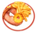 Gammon Steak And Chips Meal Royalty Free Stock Photo