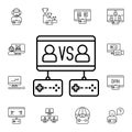Gams, vs, players, game controller flat vector icon in esport pack
