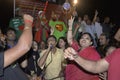 Ganajagaran Mancha activists celebrate at Shahbagh in Dhaka, Bangladesh.