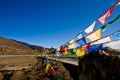 The Ganchula Mountain Pass with prayer flags Tibet Royalty Free Stock Photo