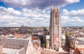 GAND, BELGIUM: Aerial panoramic city view. The city is a preferred destination for tourists in Belgium