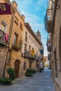 Gandesa, Spain - October 19, 2019: View of the city street, Tarragona, Catalonia. Vertical