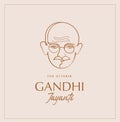 Gandhi Jayanti hand drawn linear background. Mahatma Gandhi vector line art illustration. Royalty Free Stock Photo