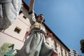 Tradional Spanish clothed screaming paper mache figure, made for the celebration `Fallas` at the `Placa de les Escoles Pies` i