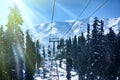 Gandola cable car in Gulmarg Kashmir India during winter season Royalty Free Stock Photo