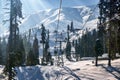 Gandola cable car in Gulmarg Kashmir India during winter season Royalty Free Stock Photo