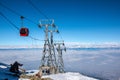 Gandola cable car in Gulmarg Kashmir India during winter season Royalty Free Stock Photo