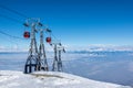 Gandola cable car in Gulmarg Kashmir India during winter season Royalty Free Stock Photo