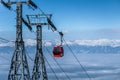 Gandola cable car in Gulmarg Kashmir India during the winter season Royalty Free Stock Photo